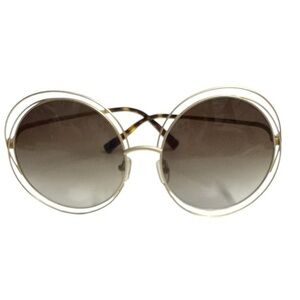 Betsey Johnson Oversized Sunglasses Gold Wire Framed Trendy Funky Fun Glasses